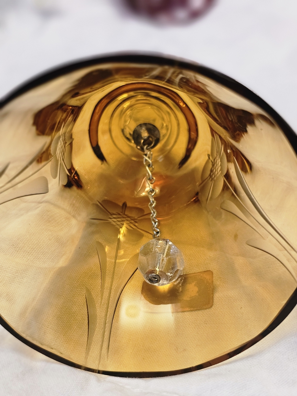 Amber Crystal Hand Bell with Clear Stem - Picture 2 of 3